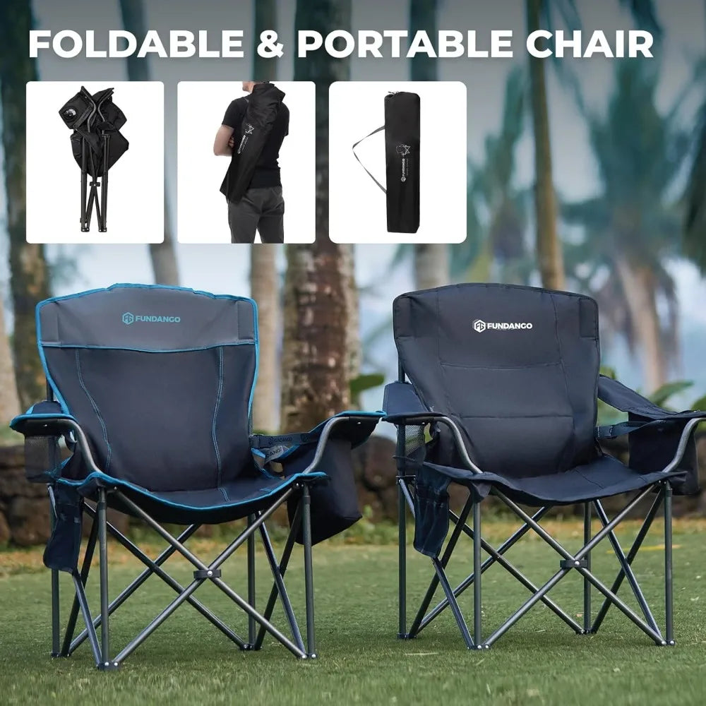 Heavy Duty Foldable Camping Chair With Padded Seat And Back