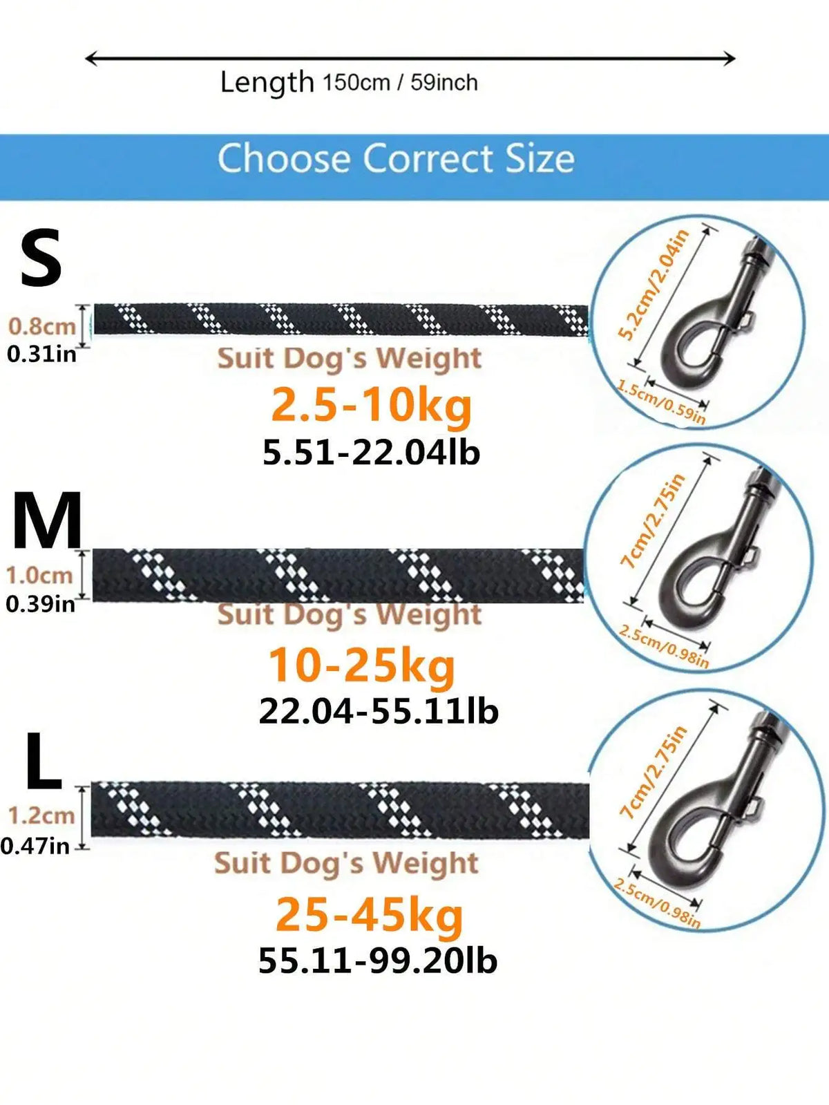 Reflective Nylon Dog Leash With Comfortable Foam Handle