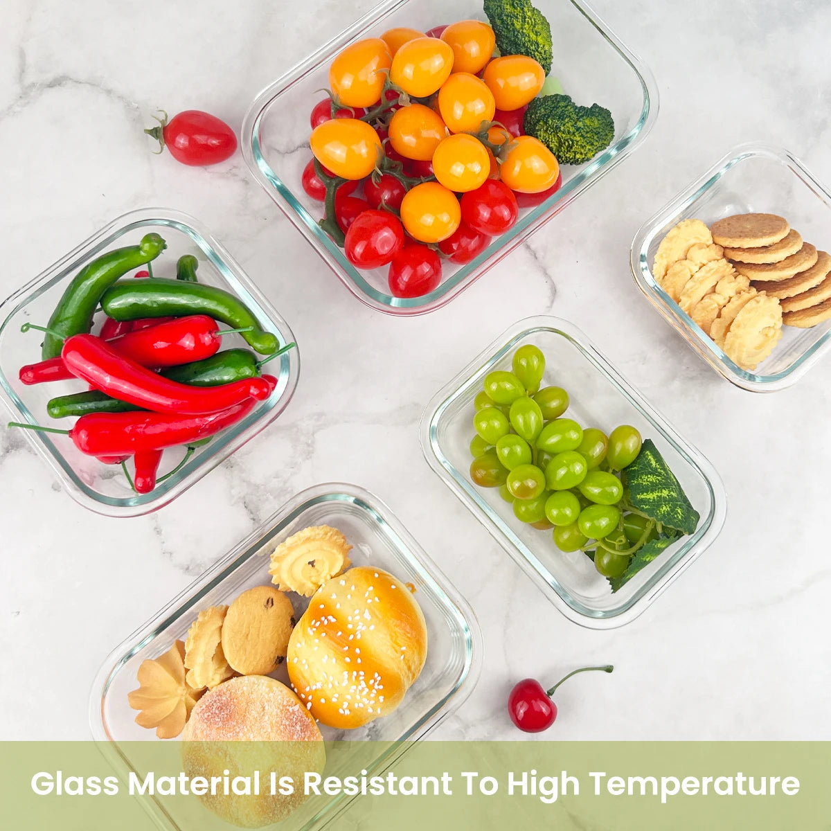 Glass Food Storage Containers Set 8 Piece Leakproof Airtight Microwave Oven Safe