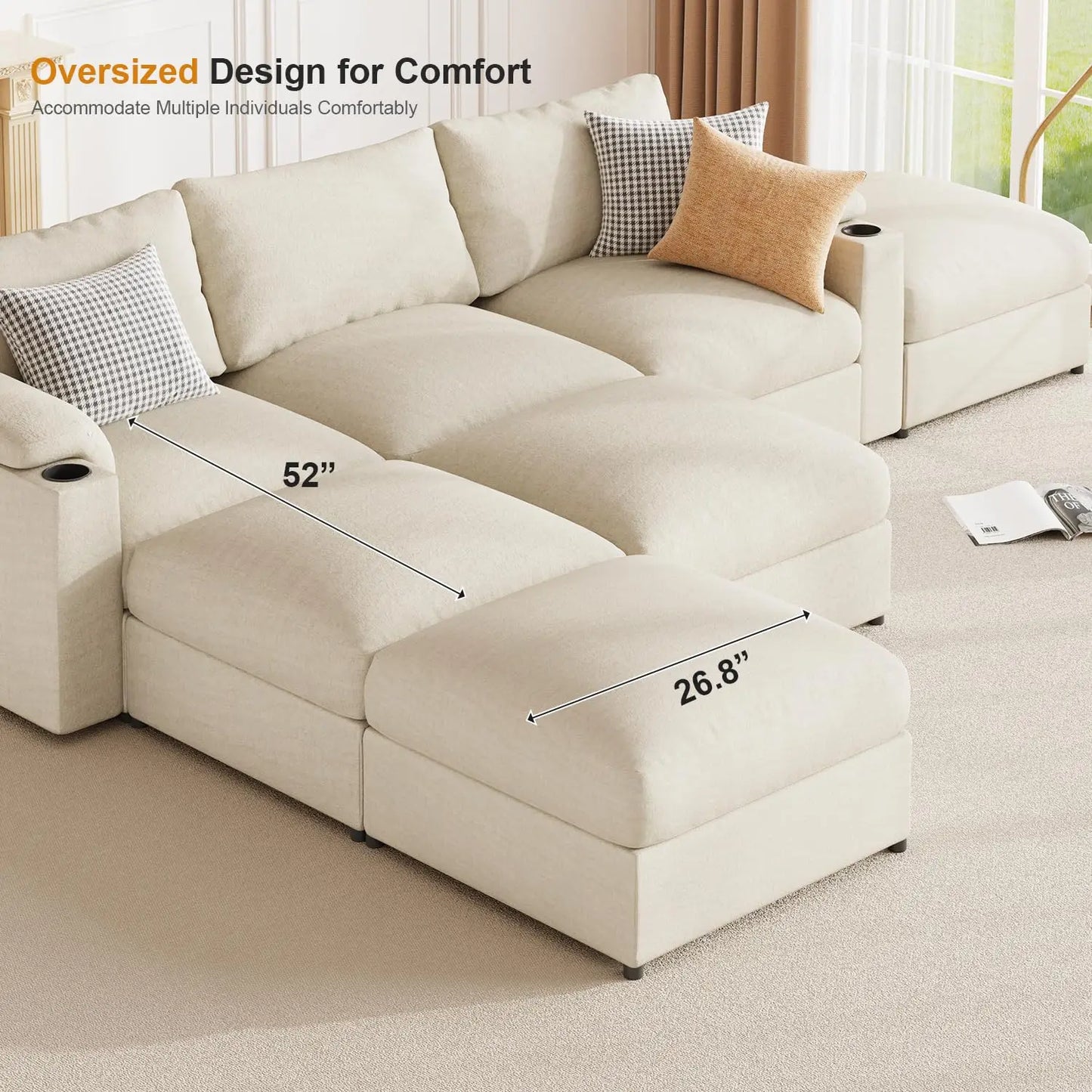 Velvet Modular Sectional Sofa Couch U Shaped Sleeper Chaise