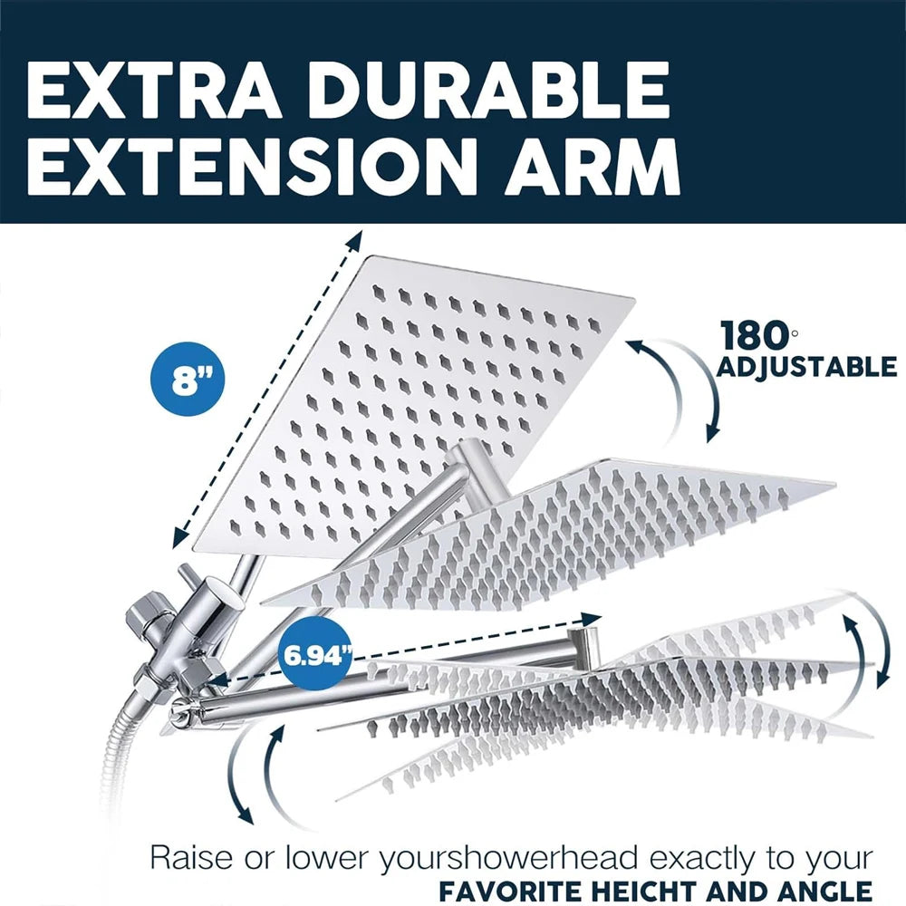Quyanre High Pressure Rain Shower Head Kit With Handheld Spray