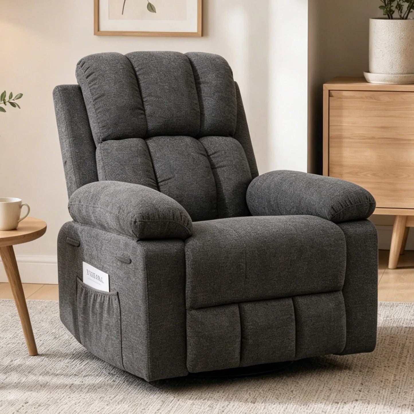 GIFTFIT Rocking Recliner Chair, Modern Glider Recliner Chair, Chenille Fabric Upholstery Recliner, Manual Reclining Sofa Chair for Living Room, Office, Apartment