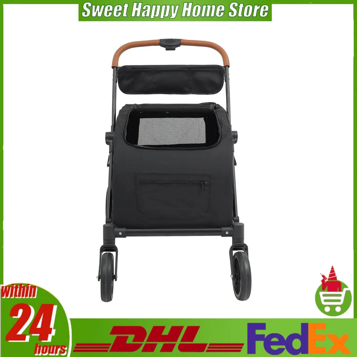Foldable Dog Stroller with Detachable Cabin for Medium to Large Dogs Spacious Pet Stroller with Mesh Windows