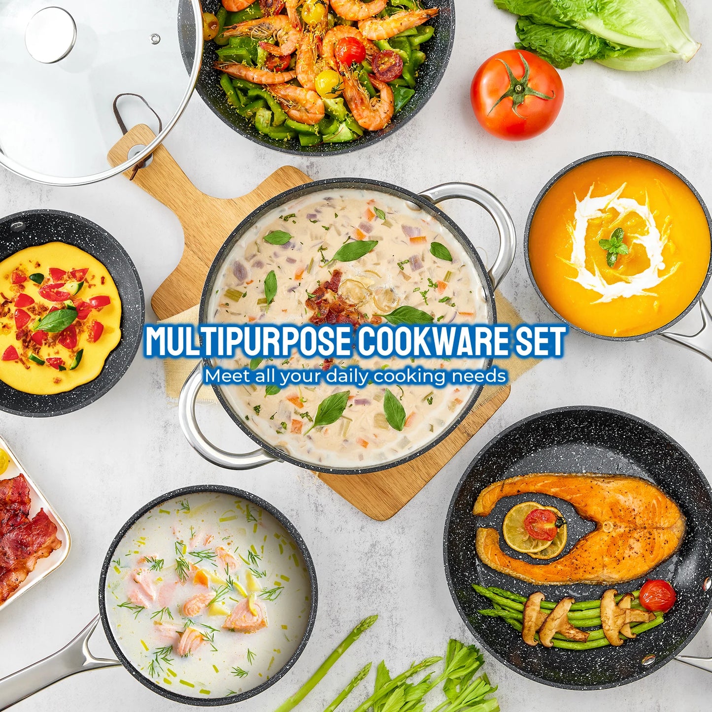 Bezia Induction Cookware Nonstick Pots and Pans Set