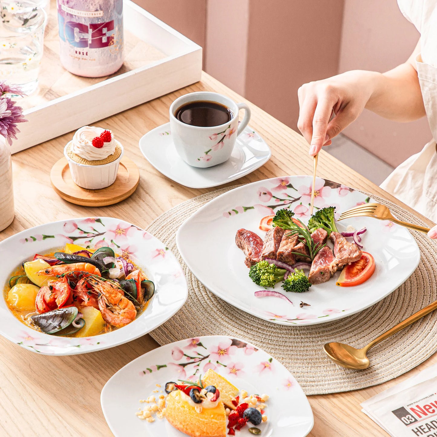 Malacasa Annie Porcelain Dinnerware Set For 12 People