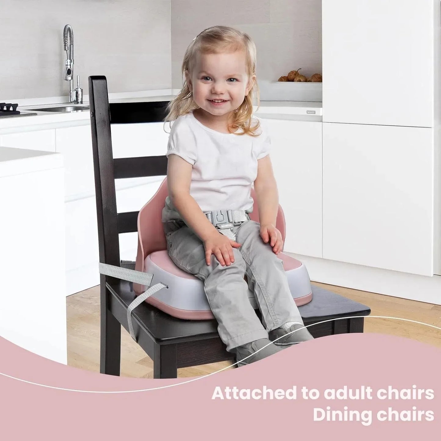 Travel High Chair Portable Booster Seat for Kids with 3-Point Harness And 2 Adjustable Straps Washable Child Eating Seat