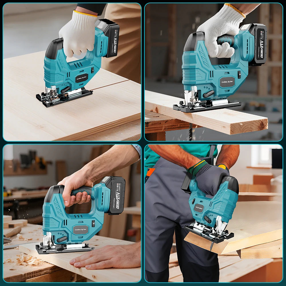 YEARTOP 7 Speed Brushless Cordless Jigsaw 18V Woodworking Tool