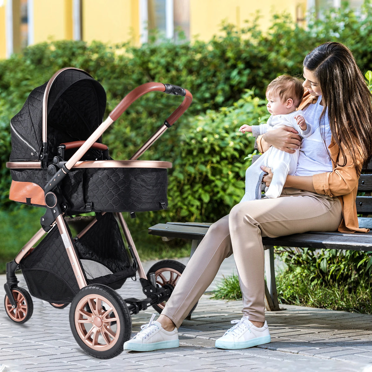 Baby Stroller 3 in 1, Foldable, With Shock Absorption, an Outdoor Stroller That Can Be Pushed in Both Directions