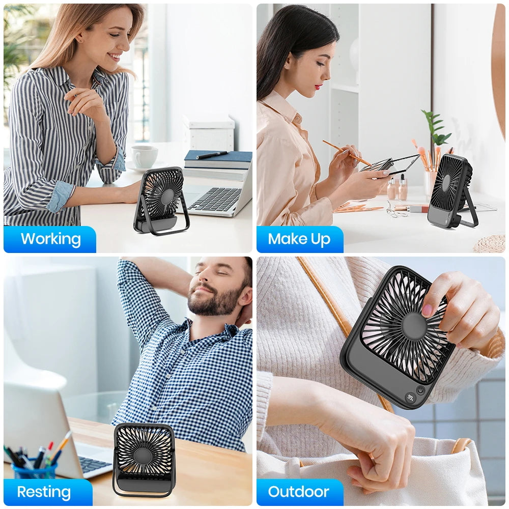 Topk Rechargeable Portable Camping Desk Fan 2000mAh USB