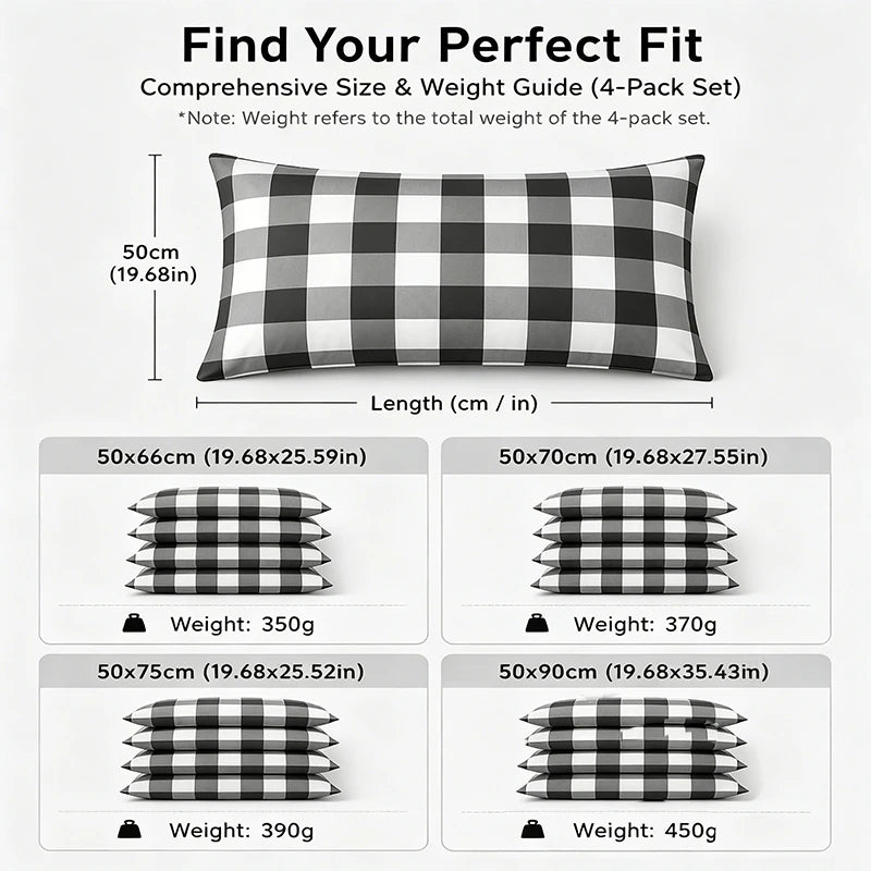 easYum Pillow Protector Cover Sets Printed Pillowcases 4 Pack