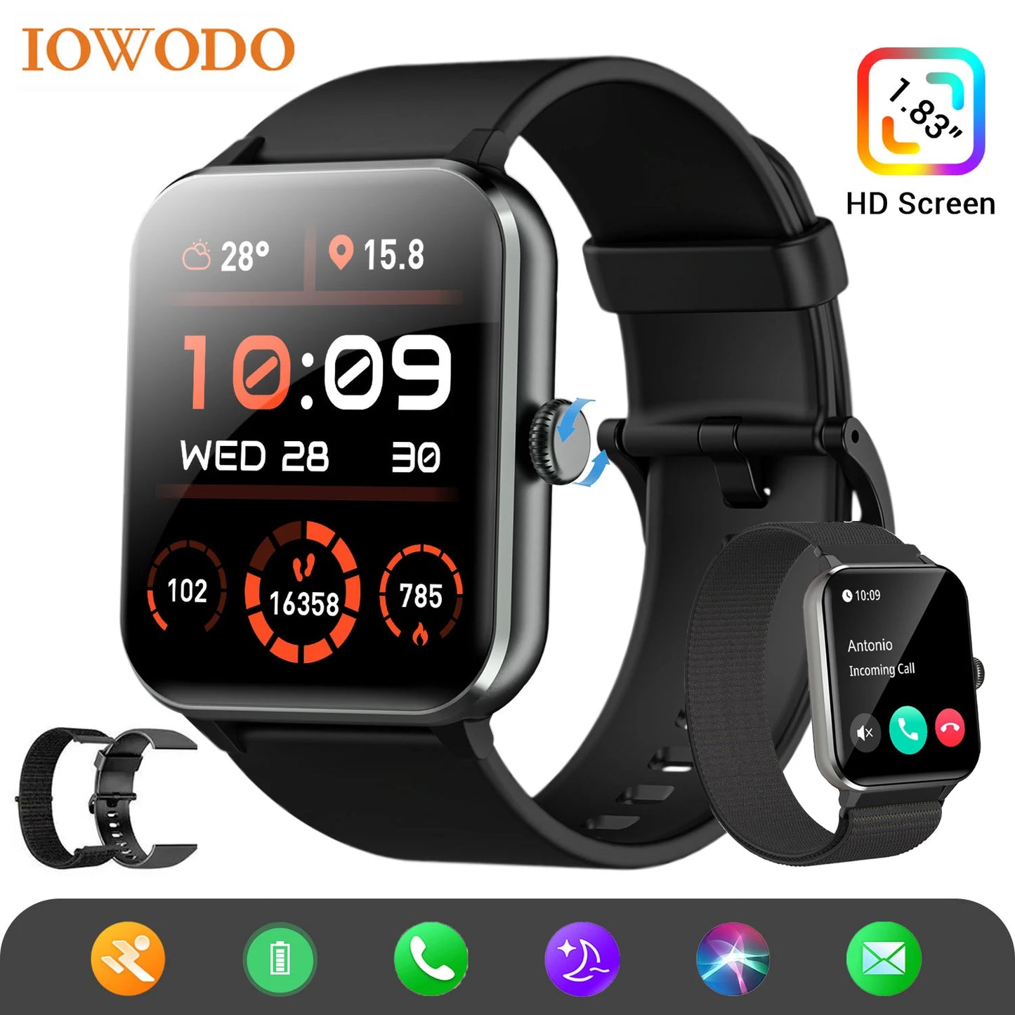 Iowodo R50 Smartwatch Health Monitoring Fitness Tracker AI Voice Assistant