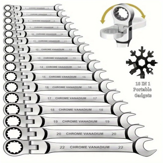 Flexible Ratcheting Wrench Set Metric Hand Tools For Car Repair