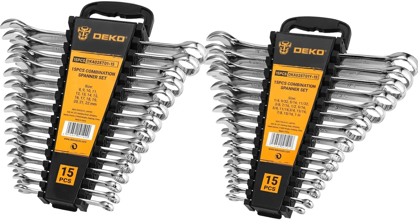 DEKOPRO 30 Piece SAE And Metric Combination Wrench Set