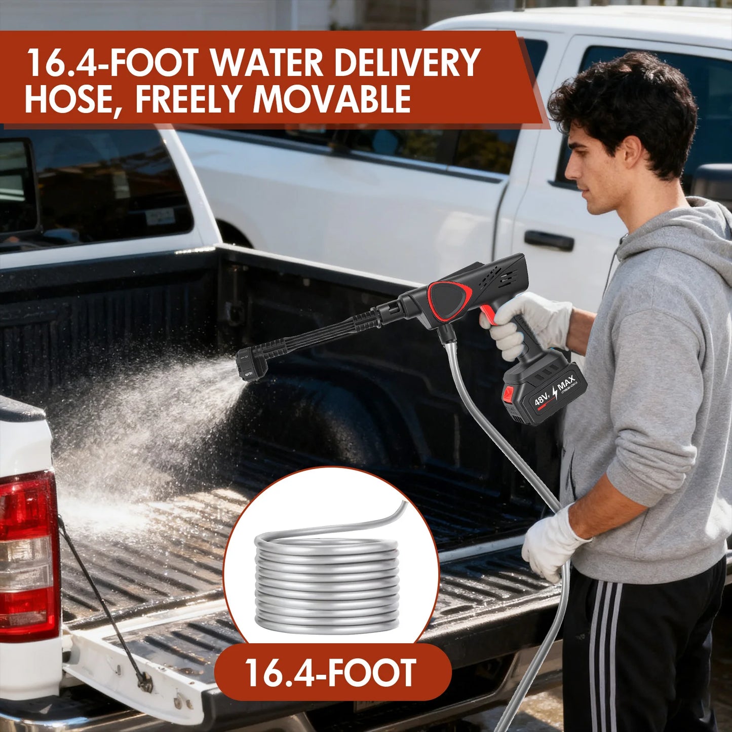 21V Portable Cordless Pressure Washer PSI 6 In 1 Nozzle
