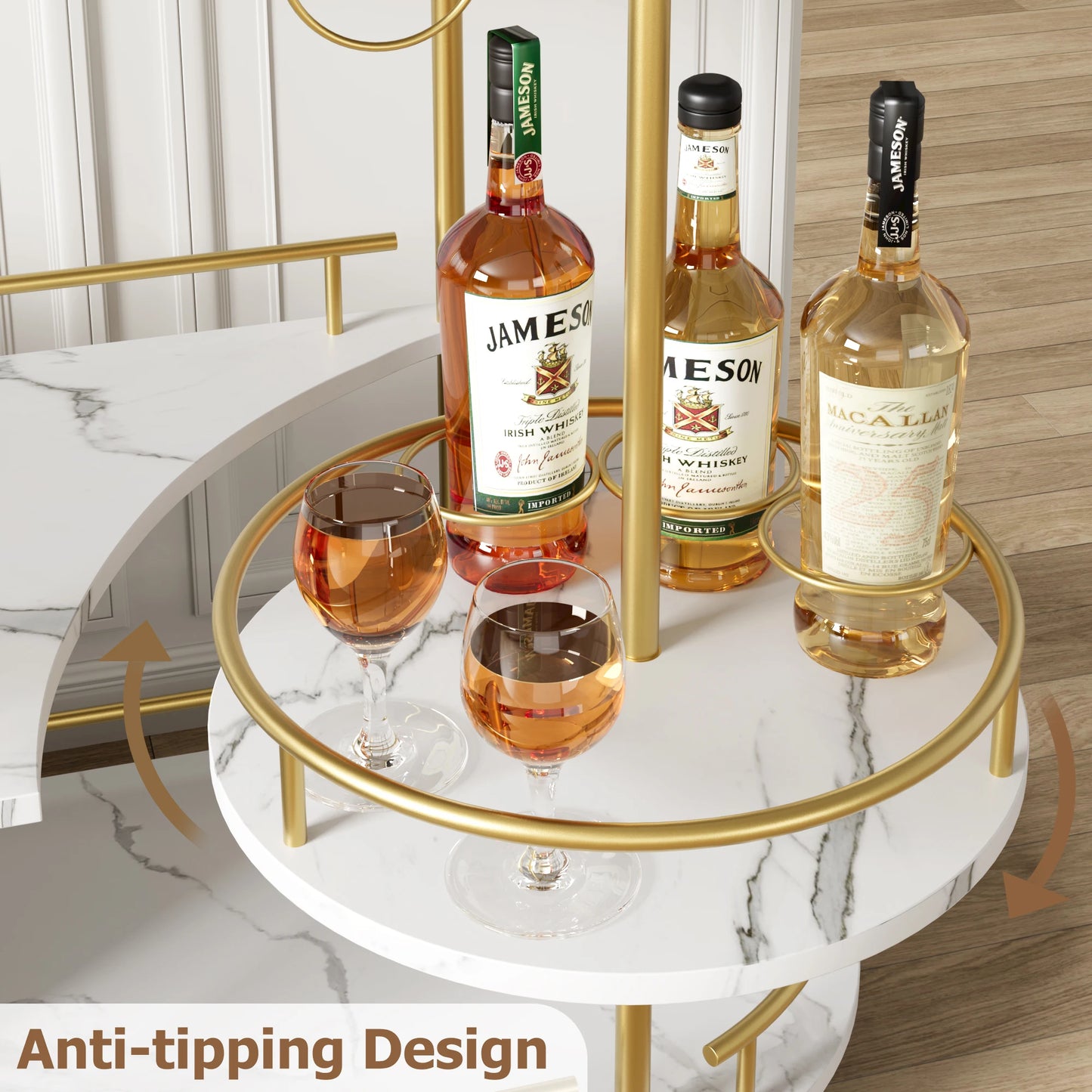 TWISTER.CK Bar Carts Four Tier Storage Shelves With Wine Rack
