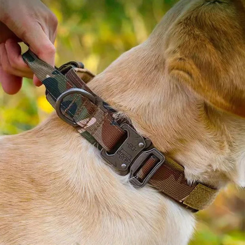 Pet Products Outdoor Tactical Dog Collar Metal Buckle Breathability Nylon Collar Medium and Large Dog Training Neck Collar Dog