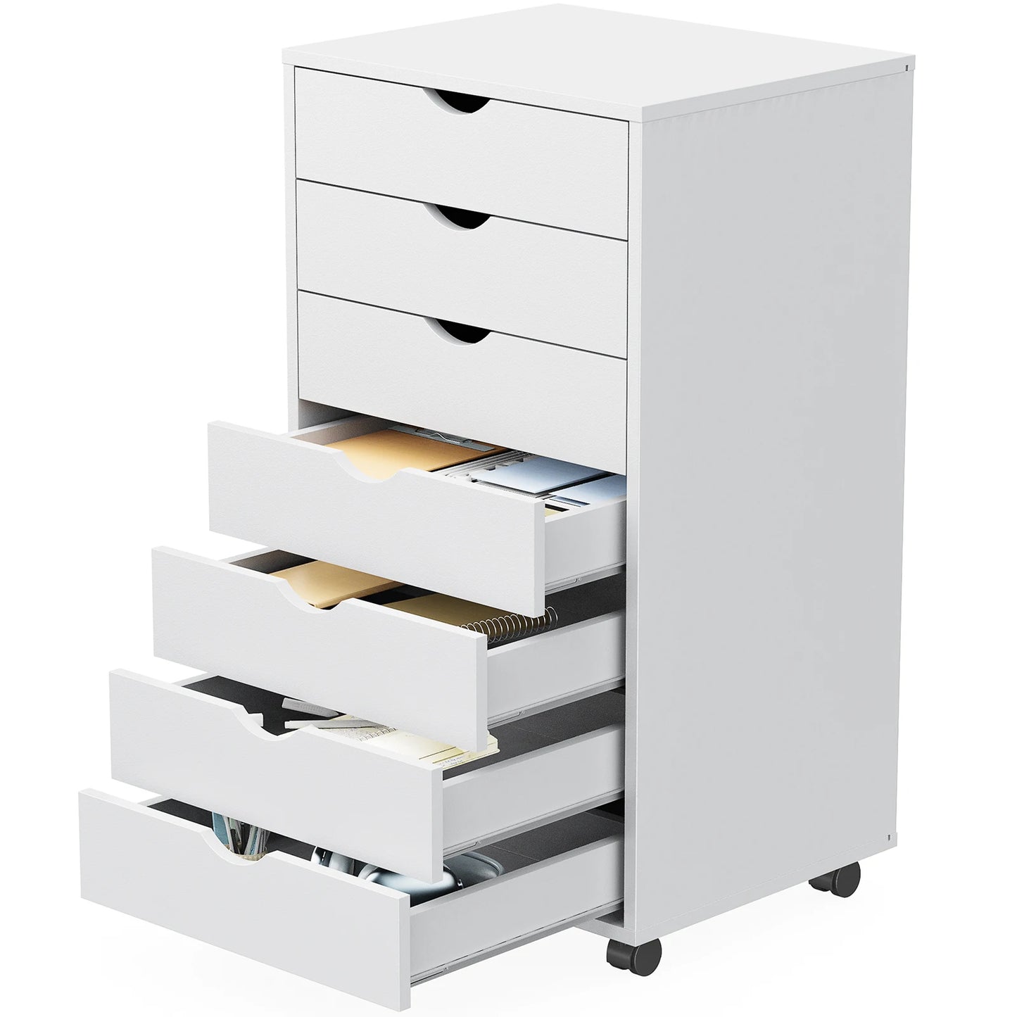 JHK 7 Drawer Chest Dresser With Wheels Living Room Organizer