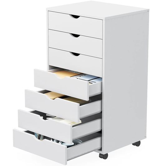 JHK 7 Drawer Chest Dresser With Wheels Living Room Organizer