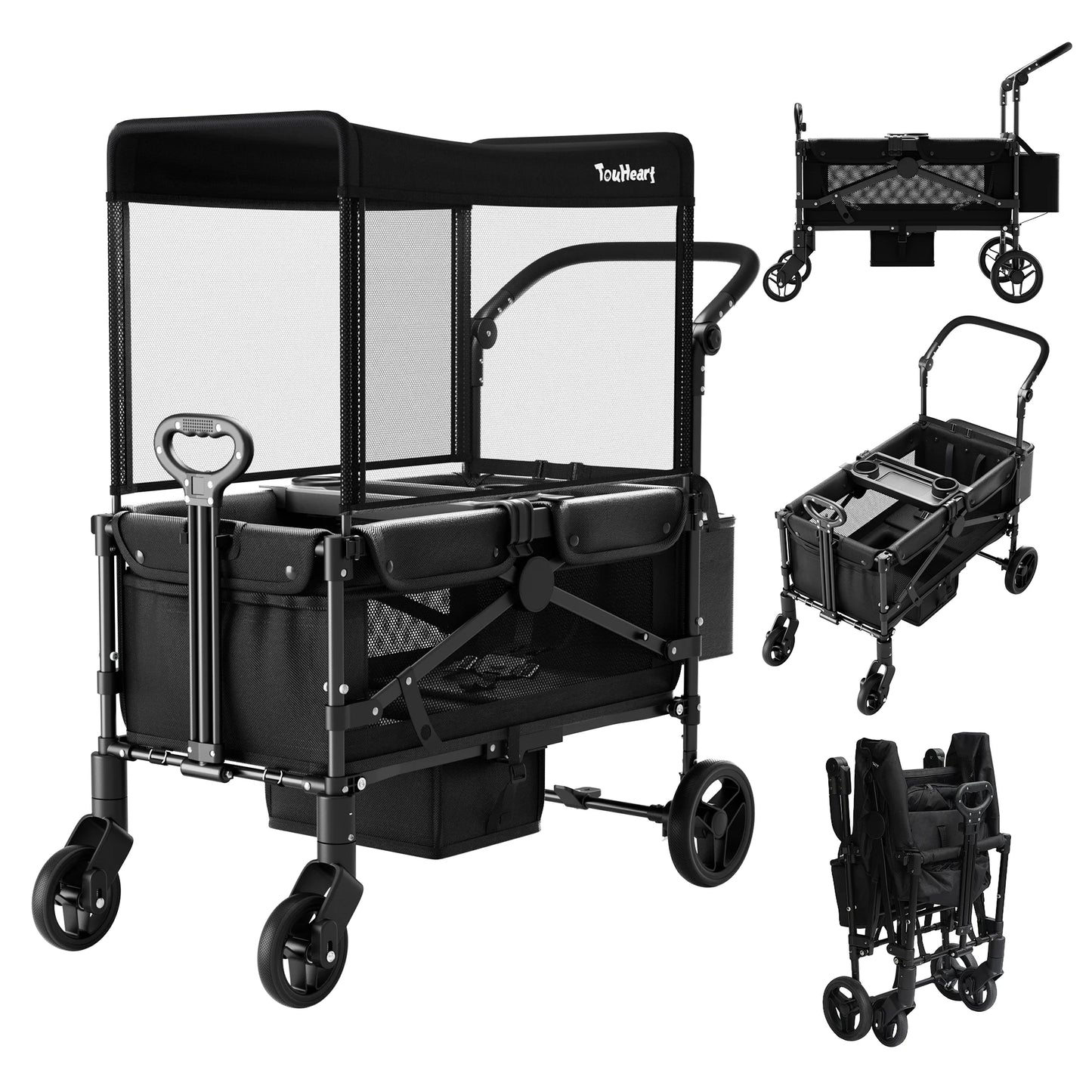 2 Seat Wagon Stroller Foldable All Terrain for Kids