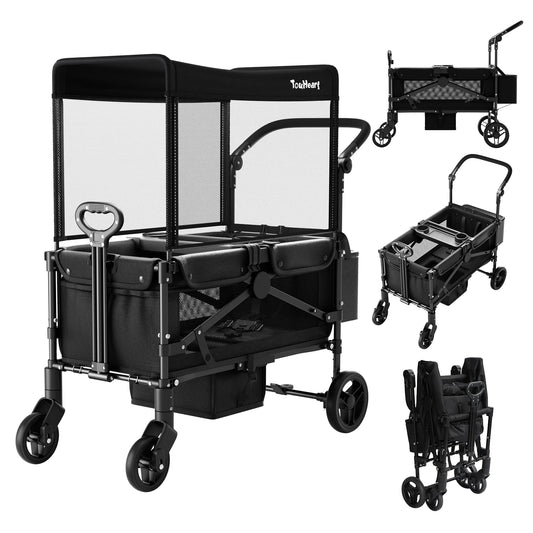 2 Seat Wagon Stroller Foldable All Terrain for Kids