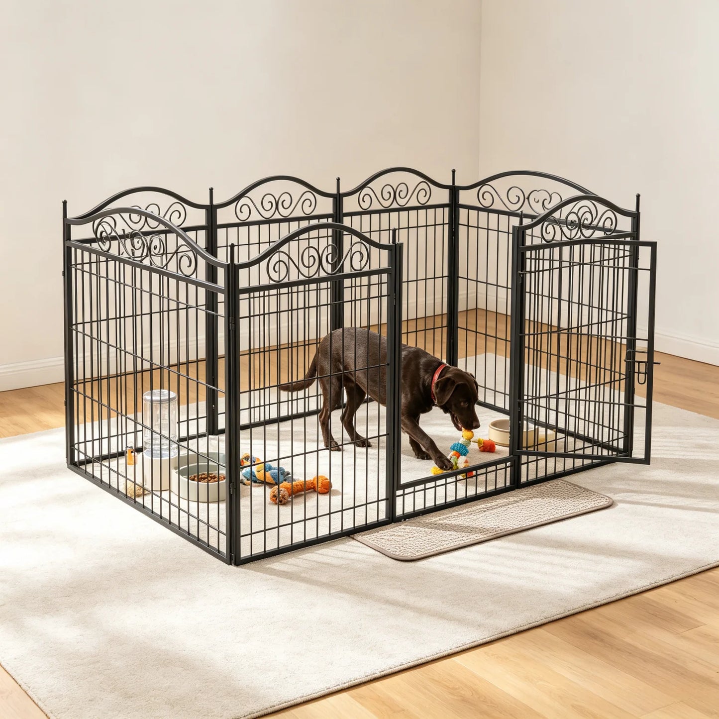 BINGOPAW Heavy Duty Dog Playpen Foldable 8 Panels With Gate