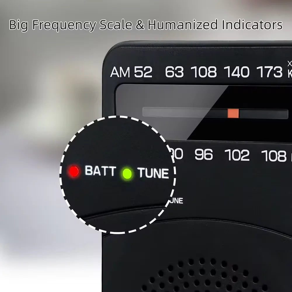 PRUNUS J-166 Portable AM FM Radio With Tuning Light