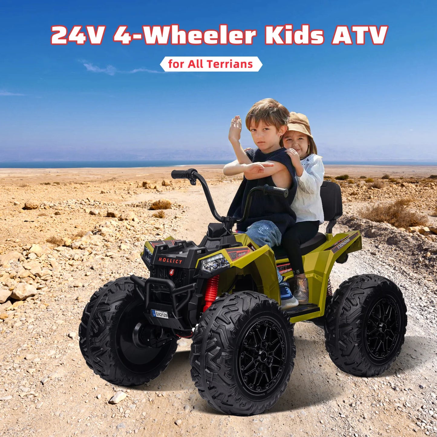 HiMISSE Kids Electric ATV 24V Ride On Vehicle With Bluetooth