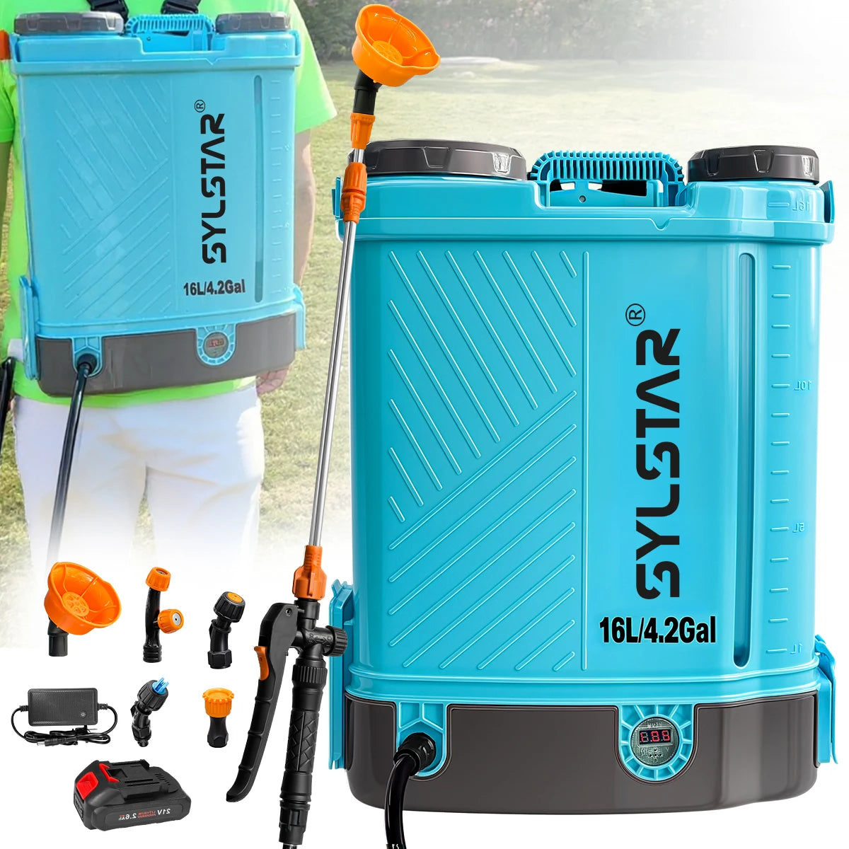 Electric Battery Powered Backpack Garden Sprayer With Charger