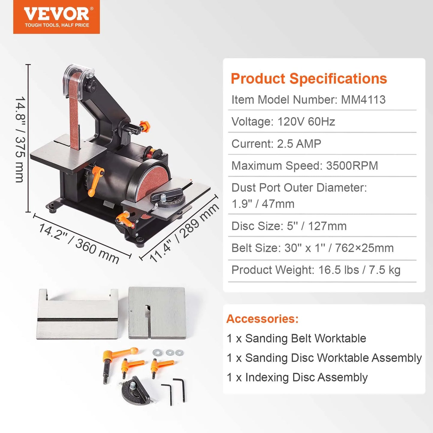 SucceBuy Belt Disc Sander Combo With High Power Induction Motors