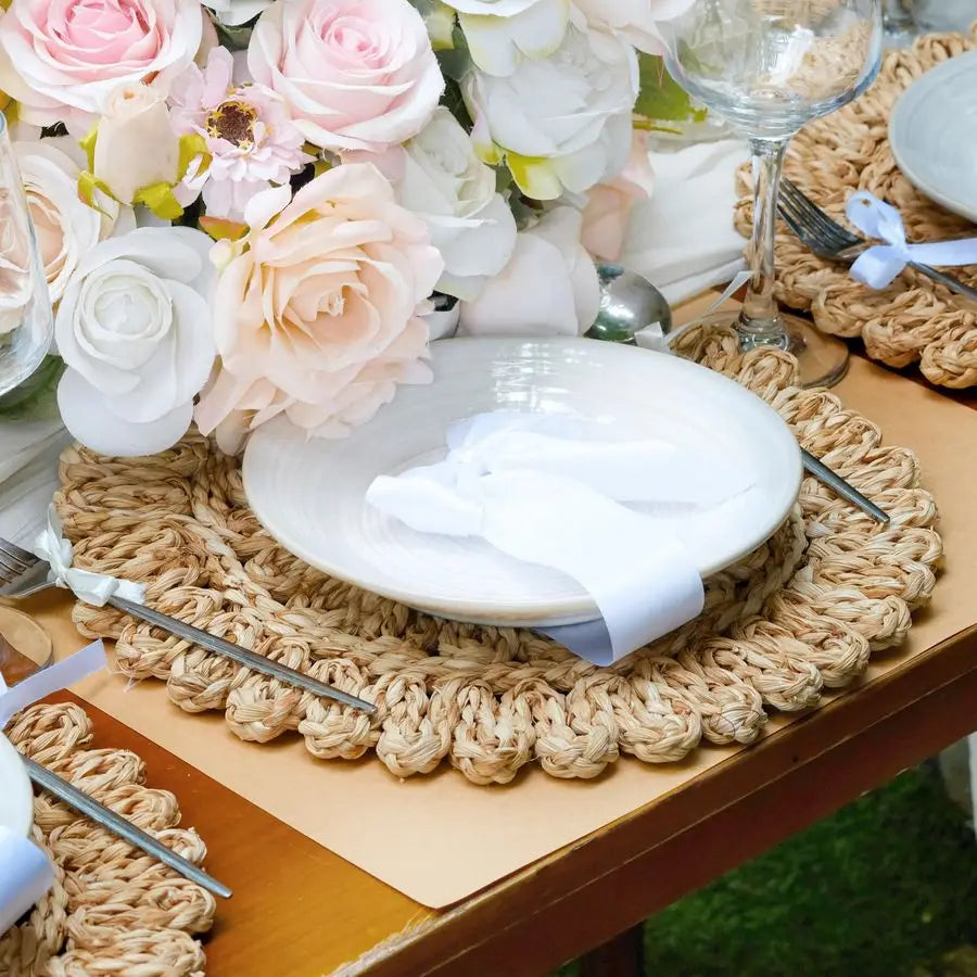Corn Husk Round Placemats Set Of 6 For Dining Table