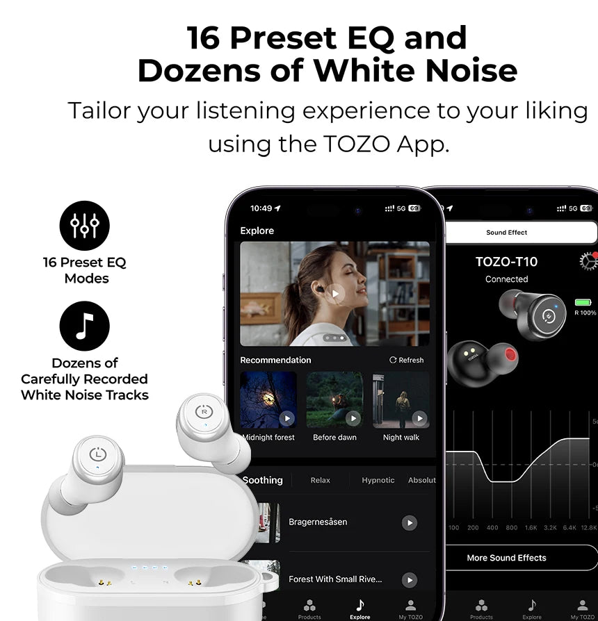 Tozo TWS Earbuds Wireless Bluetooth 5.3 HIFI Stereo Sound