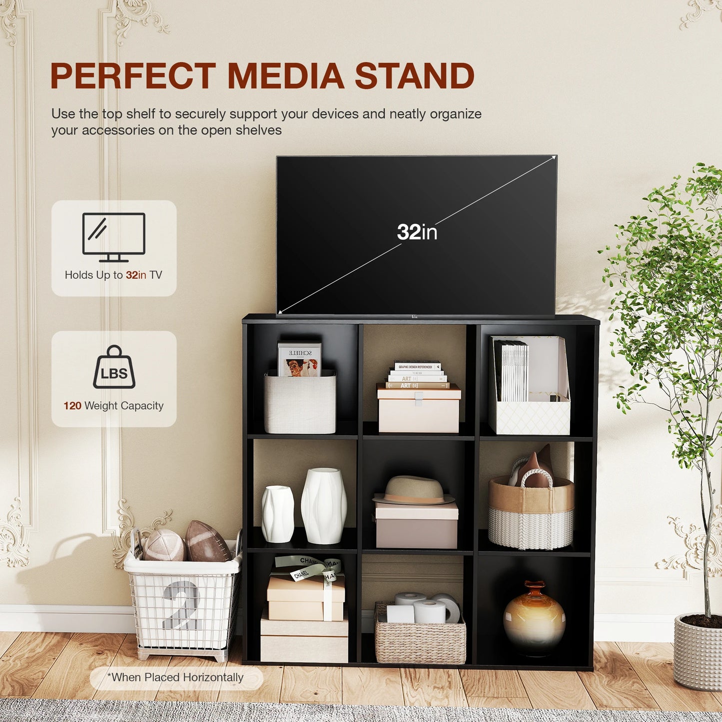 JHK 9 Cube Storage Organizer Bookcase for Living Room