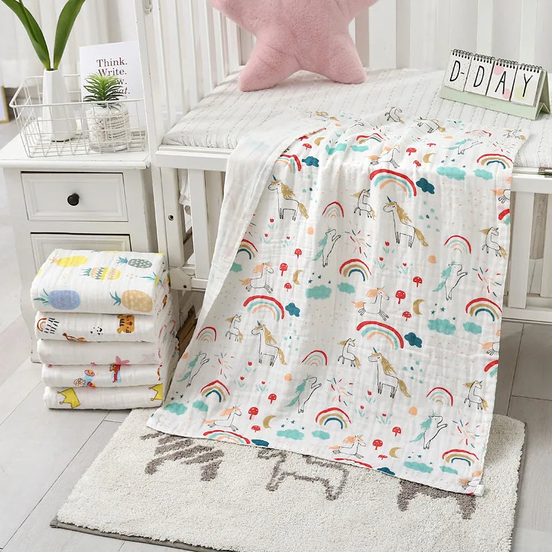 Unisex Cotton Baby Bath Towel and Gauze Washcloth Set for Newborns