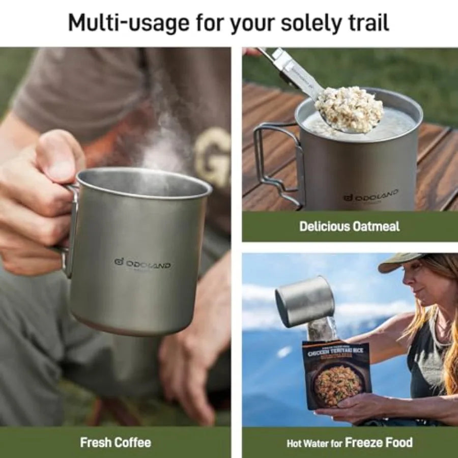 Titanium Camping Cookware Pot With Lid And Spork For Lightweight Backpacking