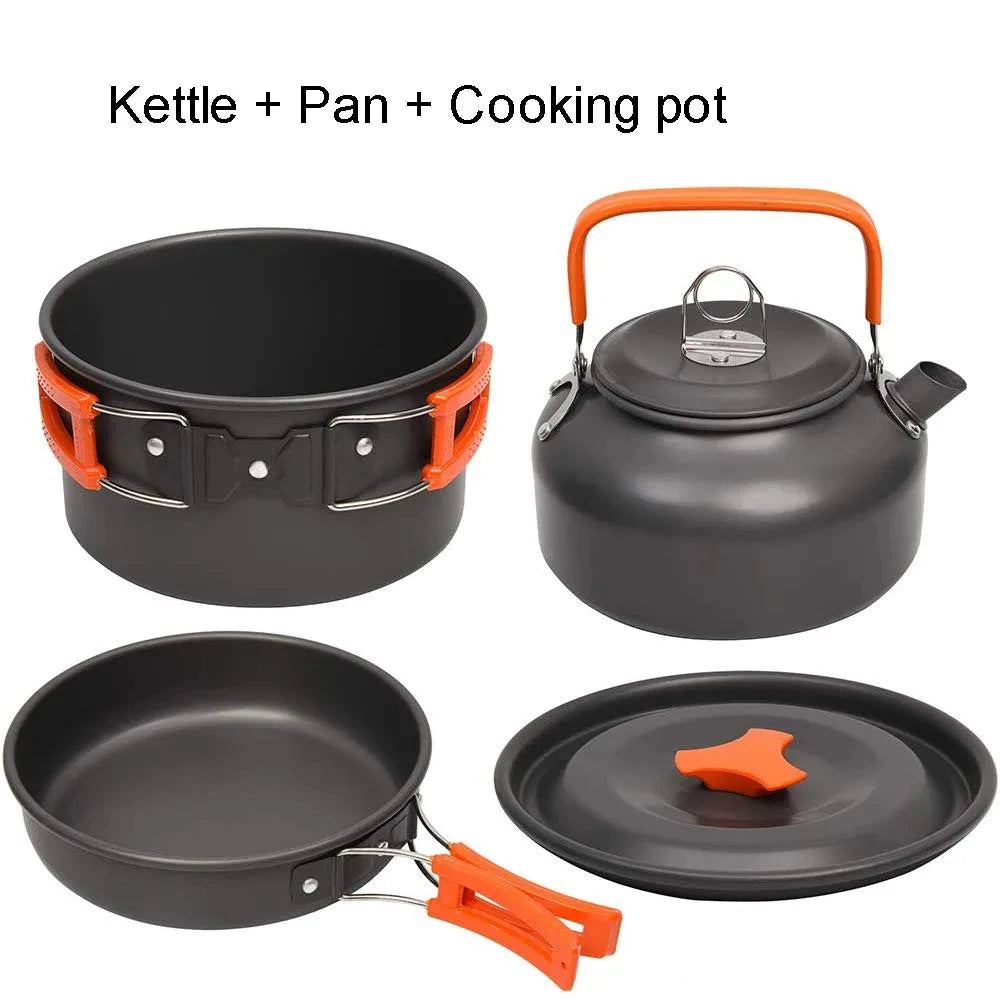 LISM Camping Cookware Set Teapot For 2-3 People Nonstick Pots