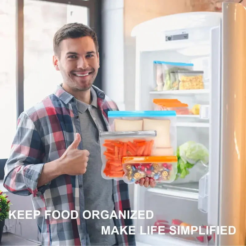 Thickened PEVA Food Storage Bags Ziplock Leakproof Freezer Safe