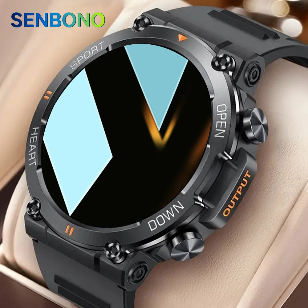SENBONO Rugged Military Smartwatch for Men 100 Sports BT Call Waterproof