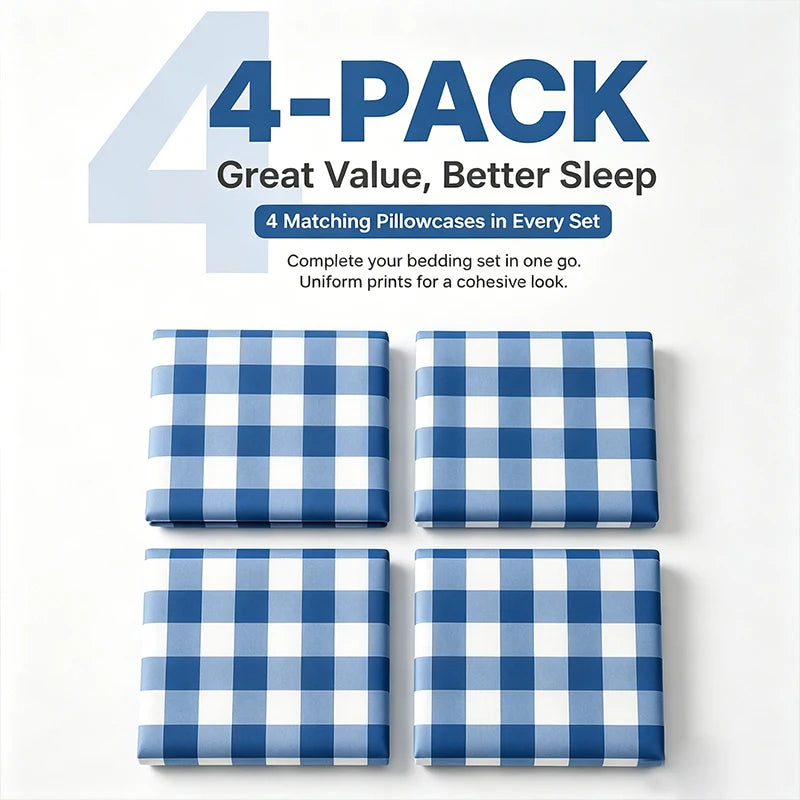 easYum Pillow Protector Cover Sets Printed Pillowcases 4 Pack