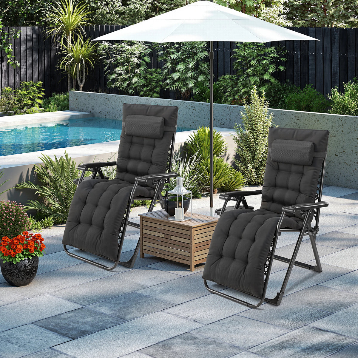 JHK Zero Gravity Folding Recliner With Cup Holder Cushion
