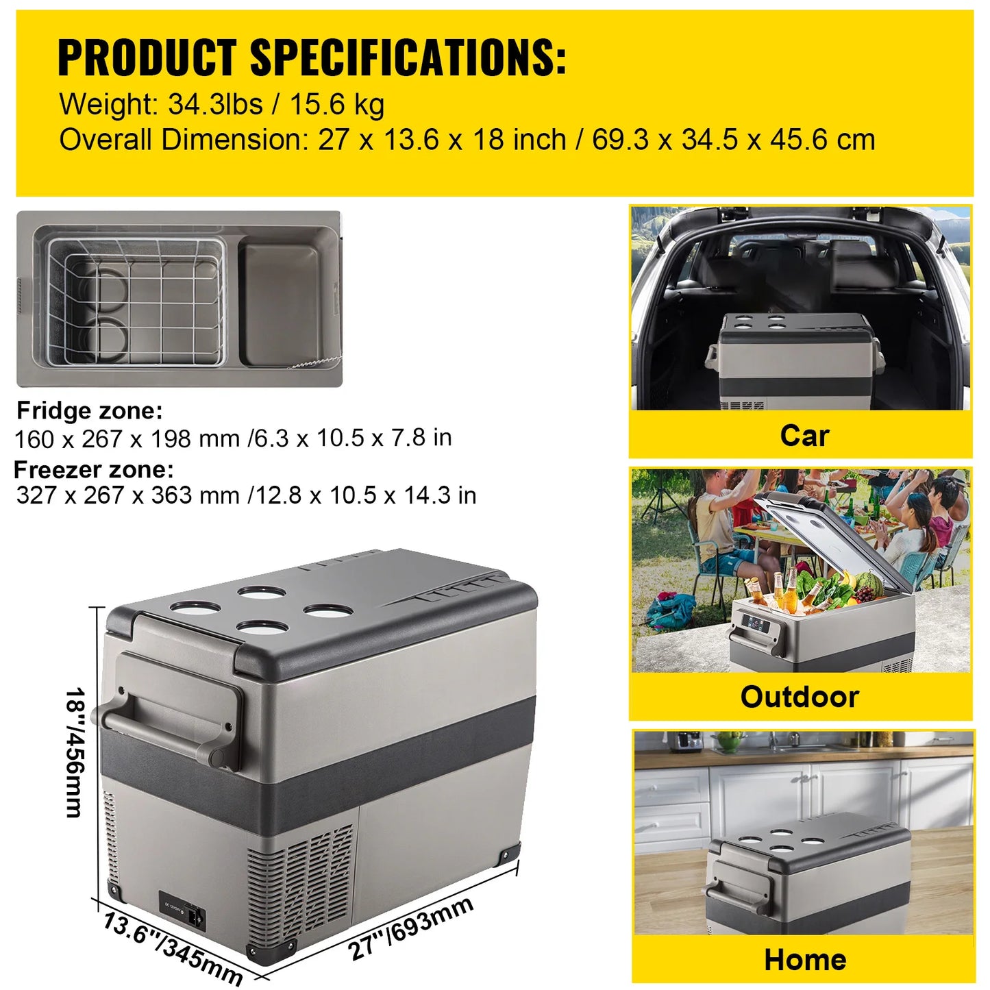 SucceBuy Car Refrigerator Compressor Cooler Freezer 12V 110 to 240V