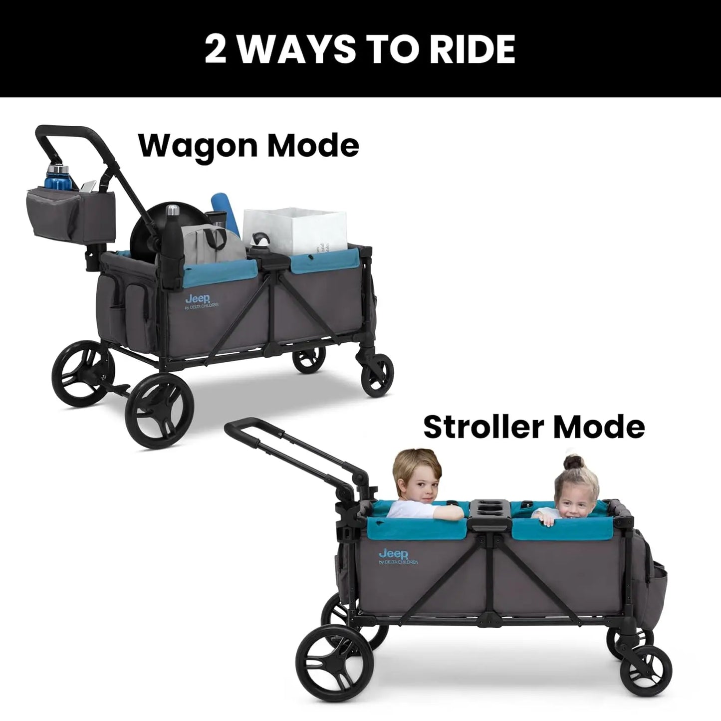 Delta Children Jeep Sport All Terrain Stroller Wagon With Canopy