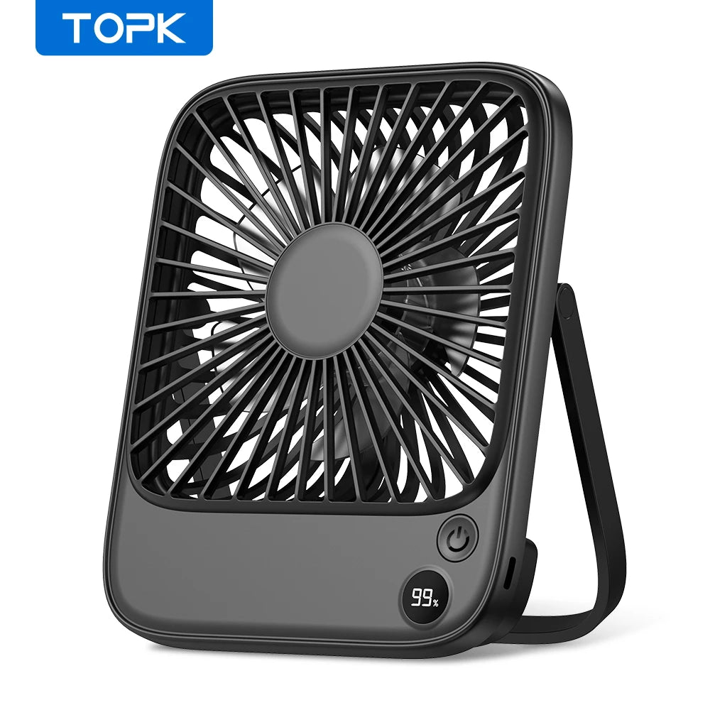Topk Rechargeable Portable Camping Desk Fan 2000mAh USB