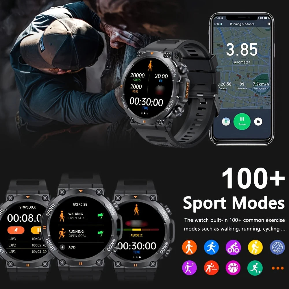 SENBONO Rugged Military Smartwatch for Men 100 Sports BT Call Waterproof