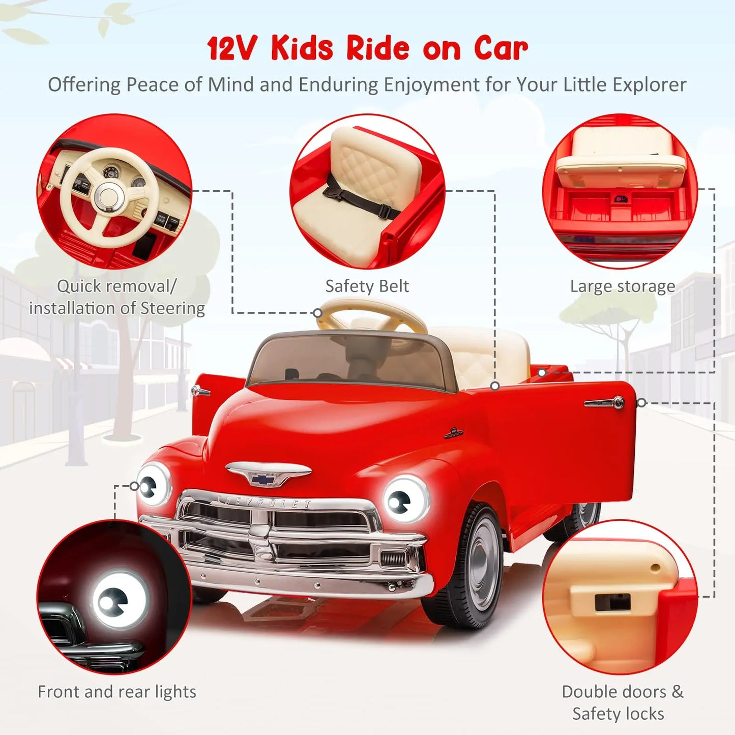 12V Kids Ride Onboard Car With Led Lights And Music