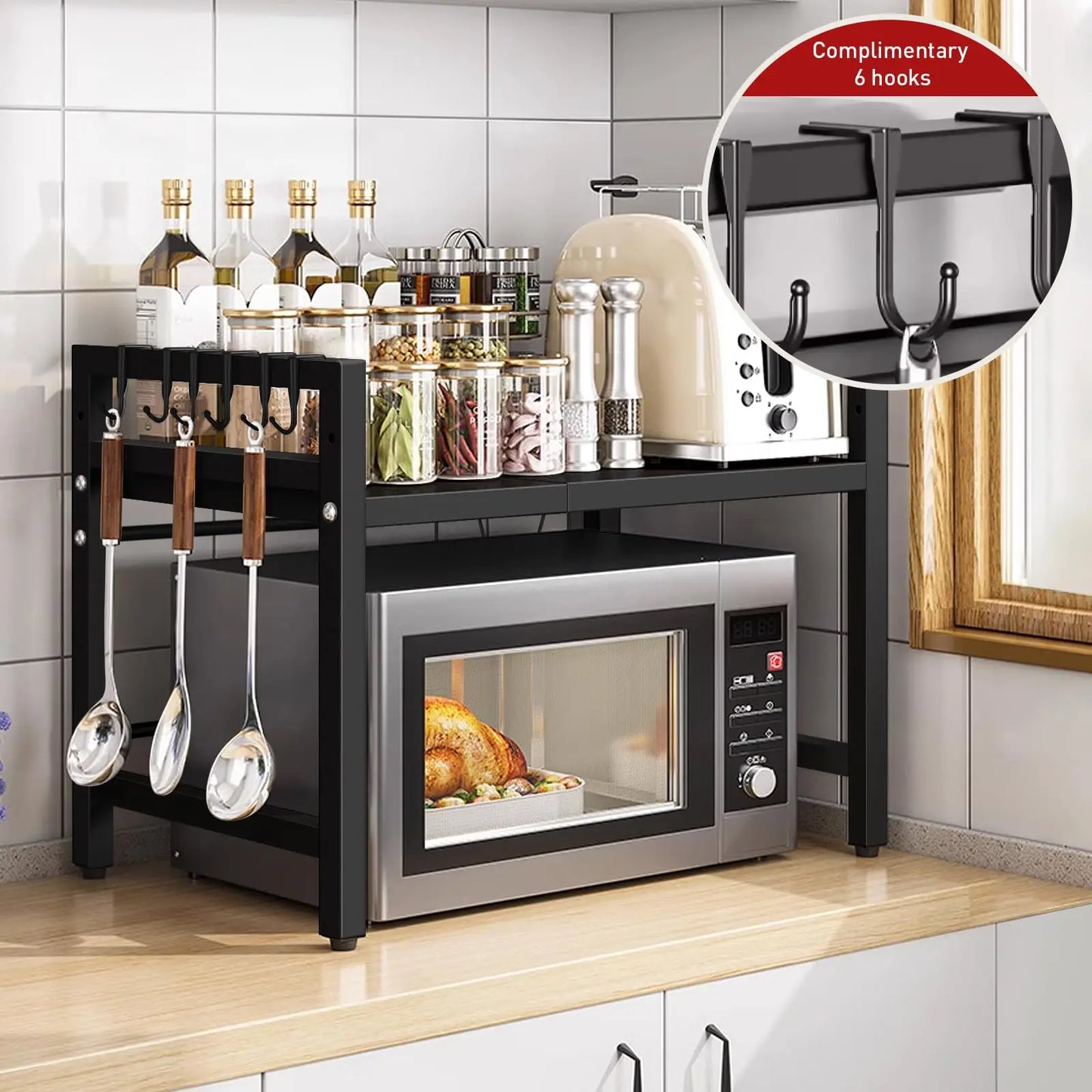 Expandable Microwave Shelf Organizer BKSL Rustproof Moisture Resistant