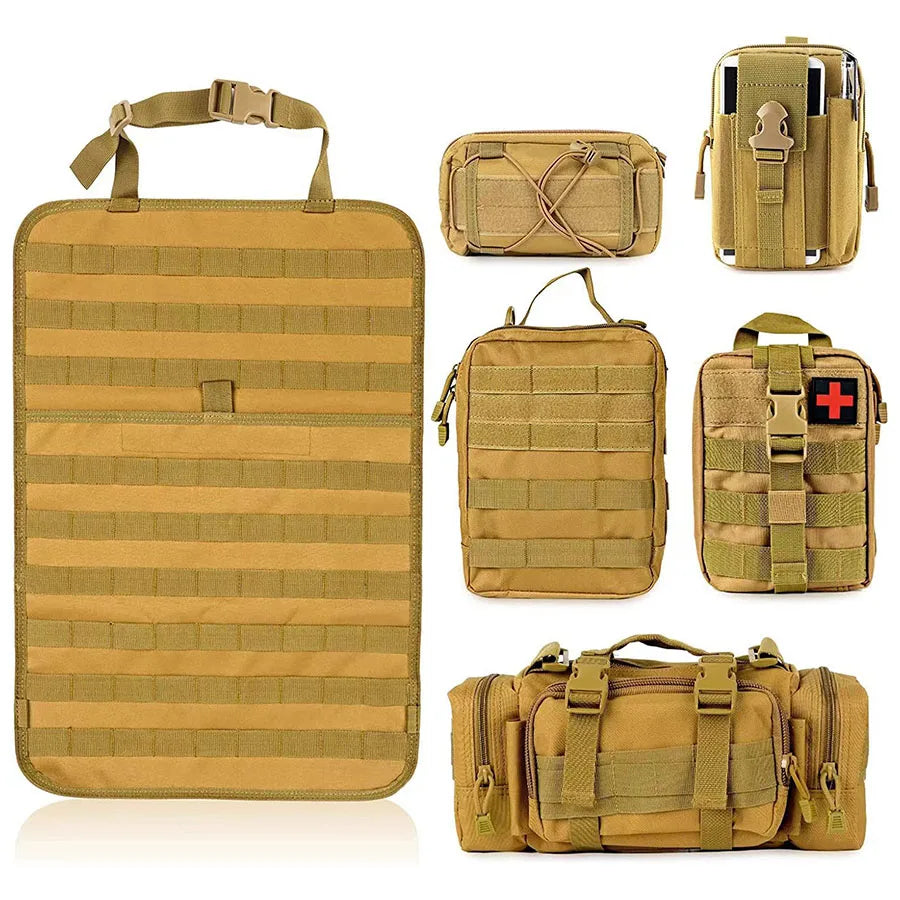Car Back Seat Organizer 6 In 1 Tactical Hanging Storage 600D Oxford