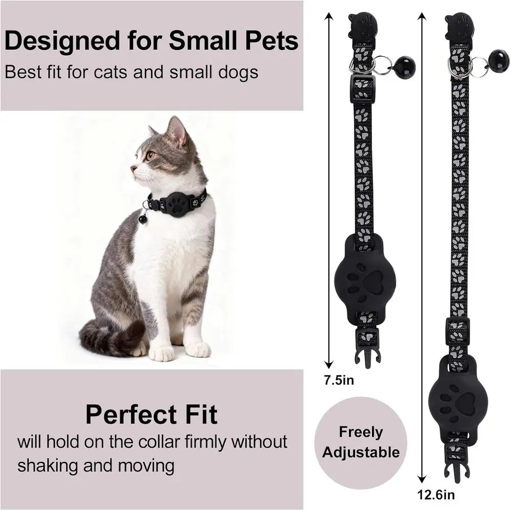 GPS Cat Collar Bluetooth Tracker Holder Breakaway for Small Cats iOS Find My