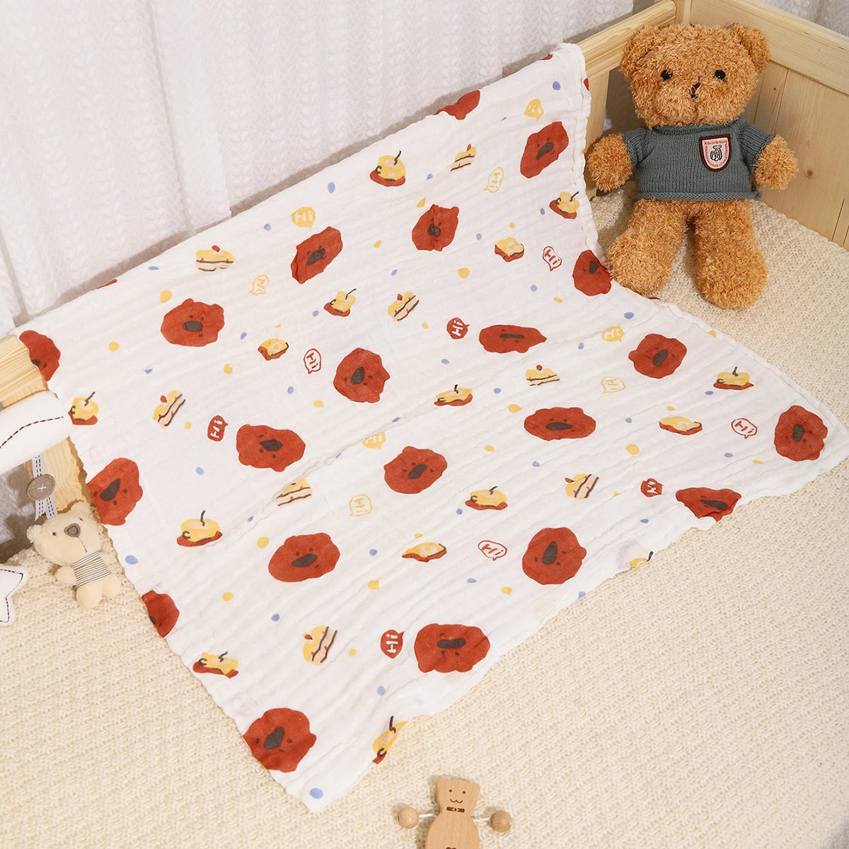 Unisex Cotton Baby Bath Towel and Gauze Washcloth Set for Newborns