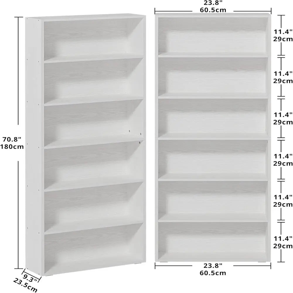 IRONCK Set of 2 Floor Standing Bookshelves 6-Tier Home Office