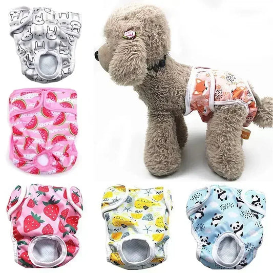 Washable Dog Diapers Cartoon Print Physiological Panties For Female Dogs